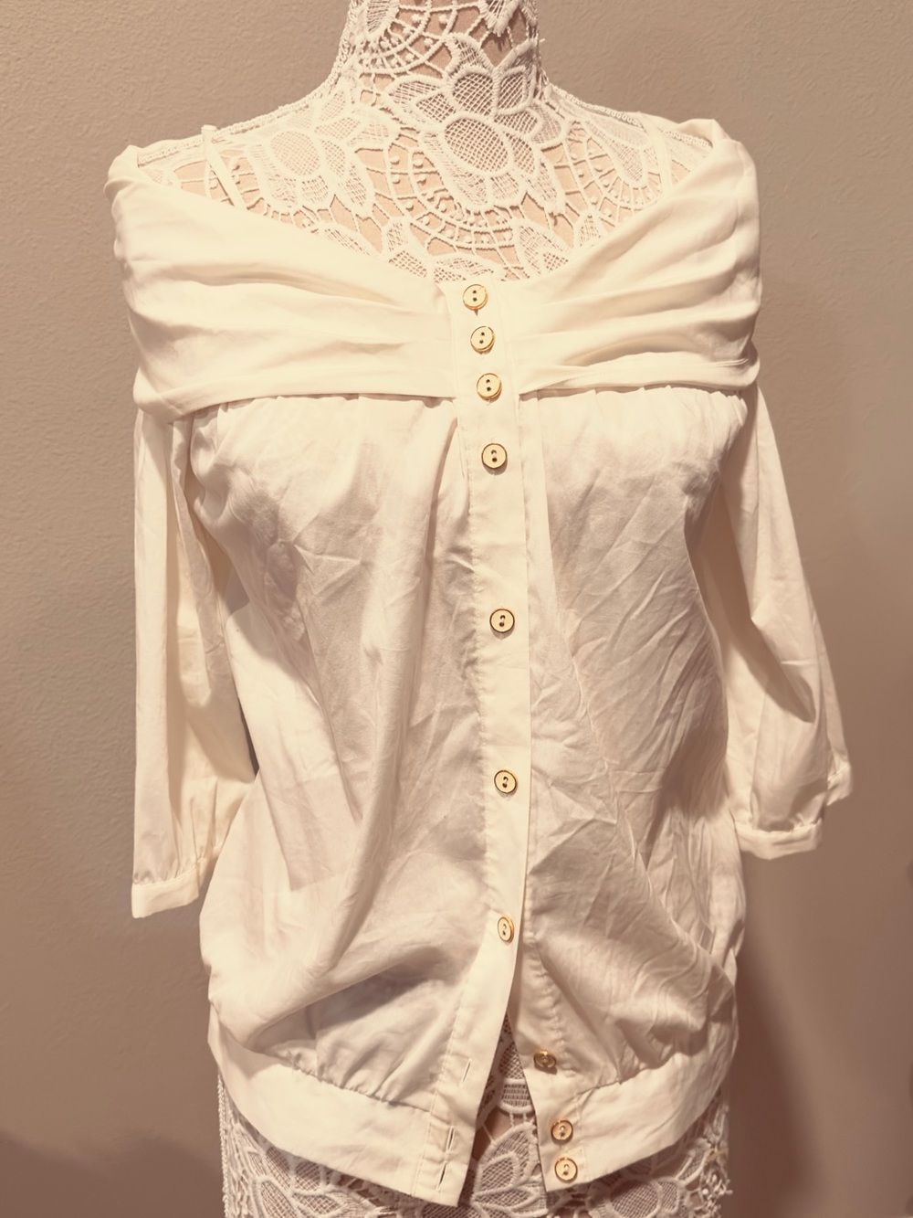 Vero Moda Off-Shoulder White Button-Up Blouse